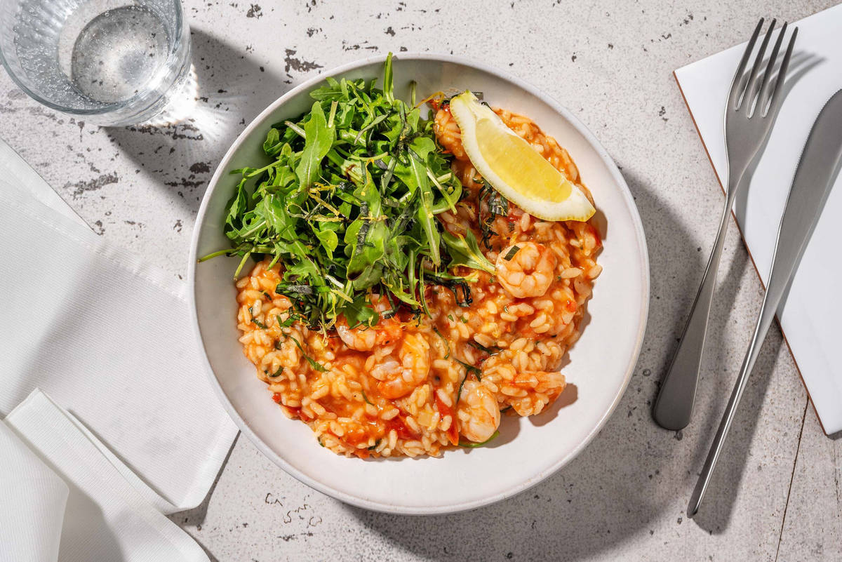 Risotto à la tomate et aux crevettes