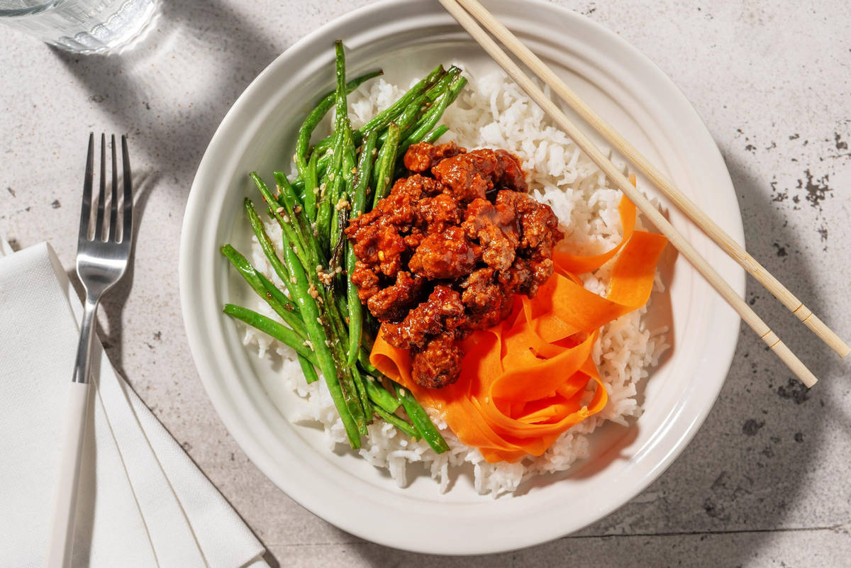 Korean Style Gochujang Beef and Pork Bibimbap
