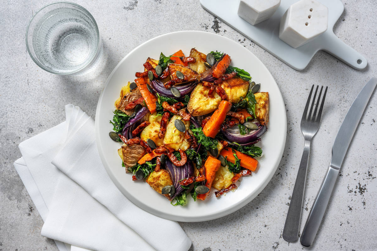 Warm Roast Potato, Bacon and Crispy Kale Salad