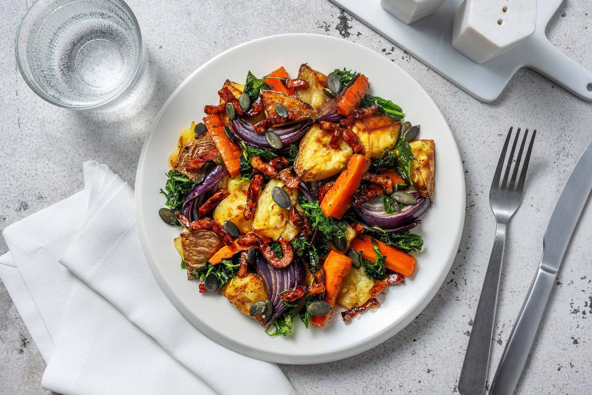 Roast Potato, Bacon and Crispy Kale Salad