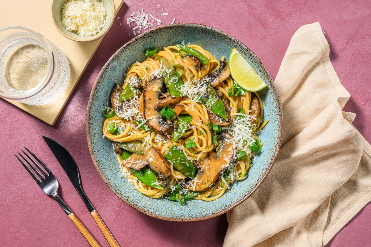 Miso-Butter-Spaghetti mit Portobello