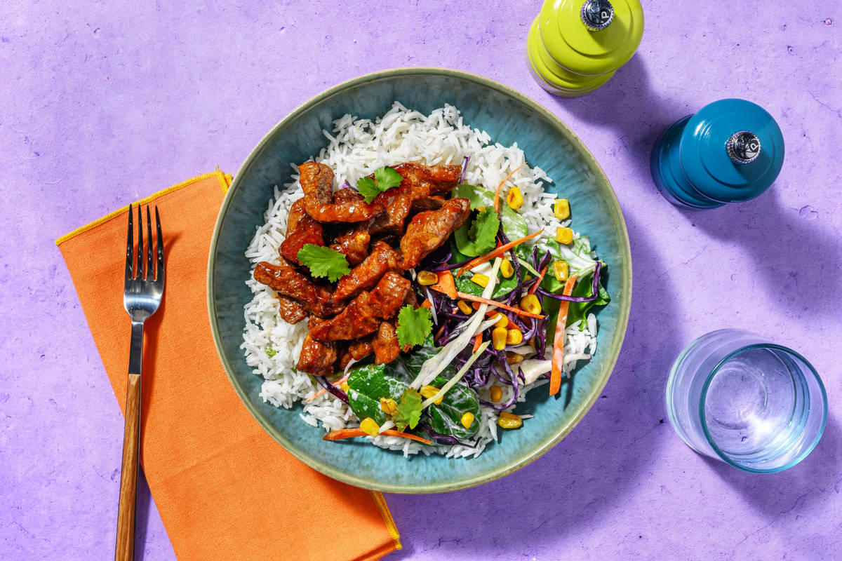 Mexican-Style Beef, Prawn & Garlic Rice