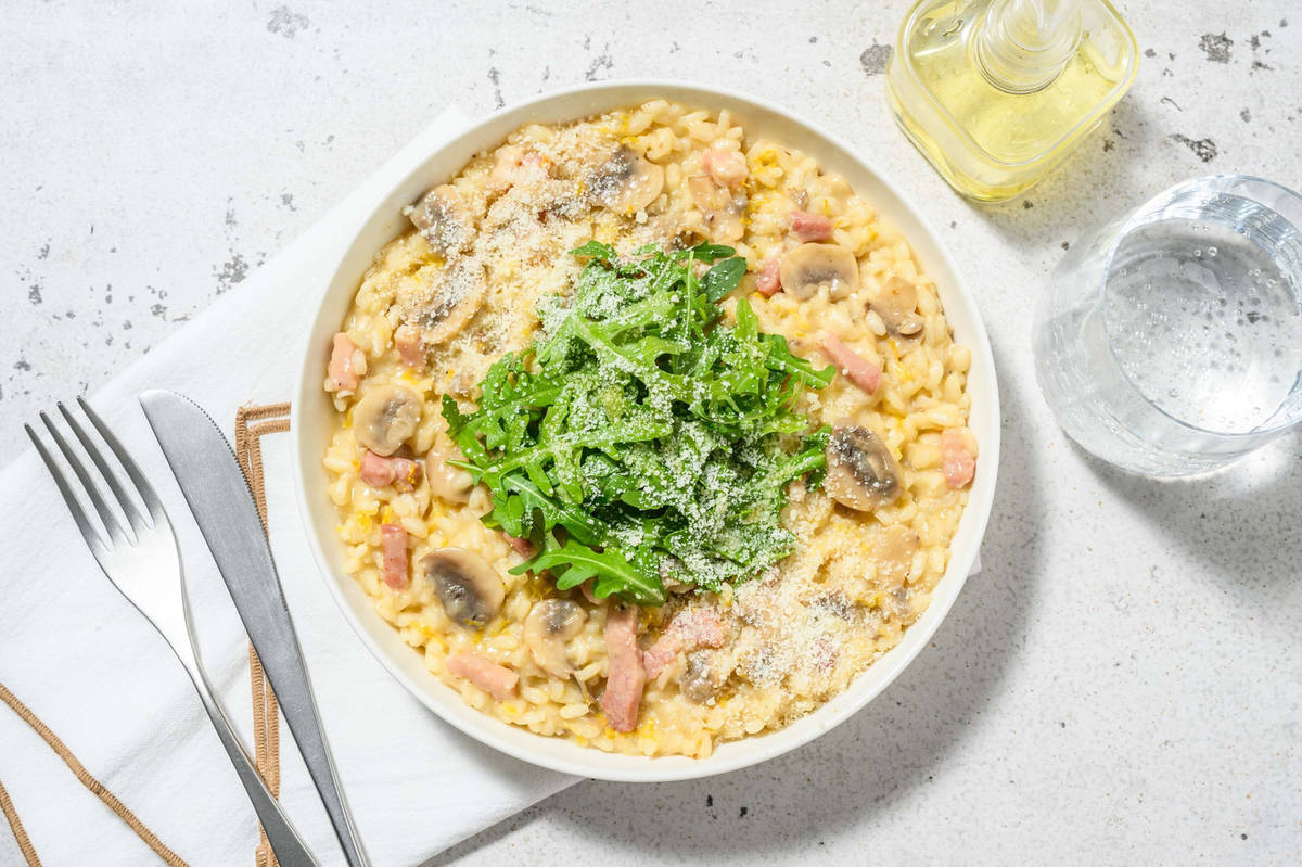 Oven-Baked Bacon & Mushroom Risotto