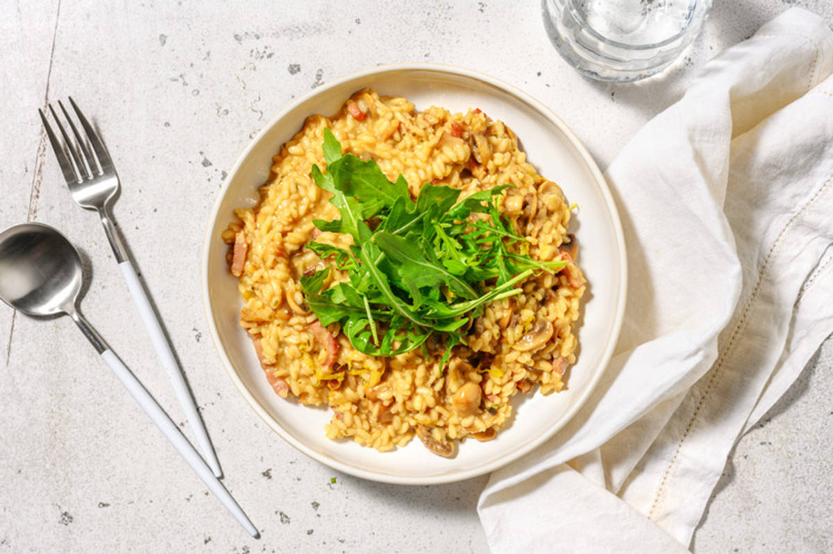 Oven-Baked Bacon & Mushroom Risotto