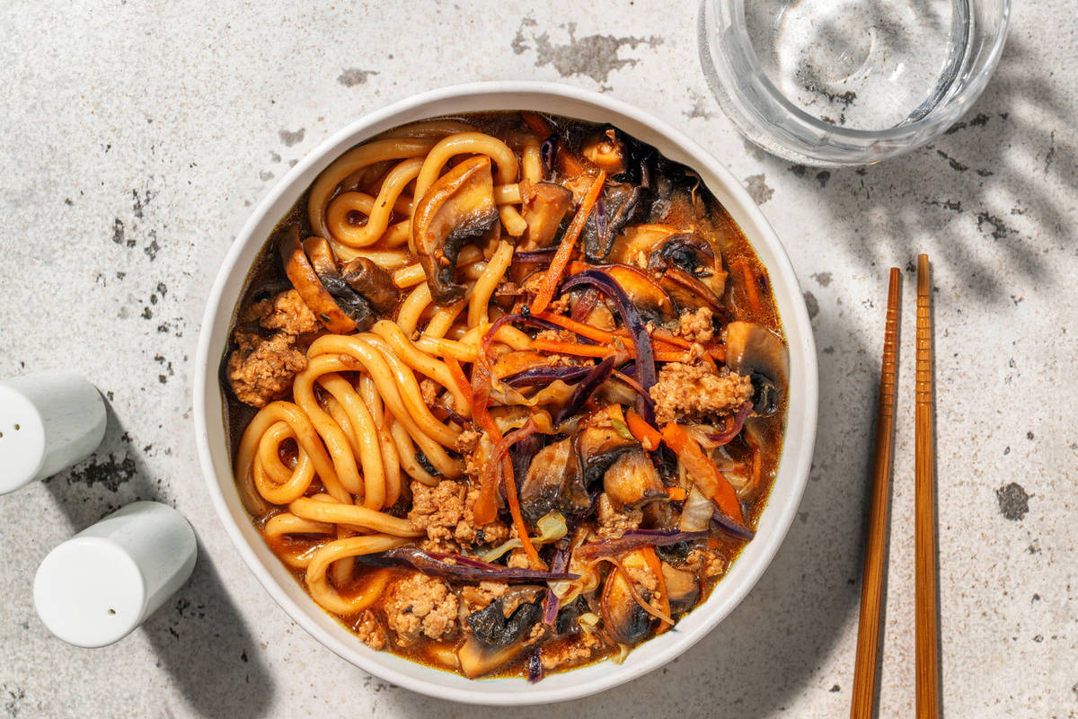 Ginger Miso Beef Udon Stir-Fry