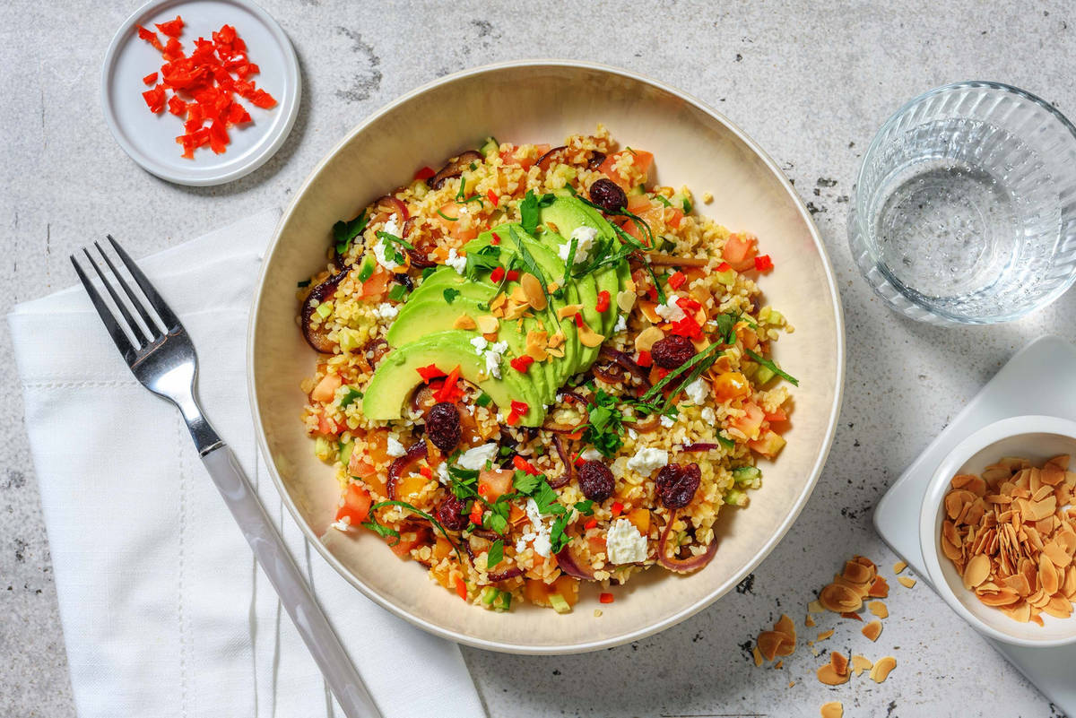 Bowl de boulgour à l'avocat et fromage grec