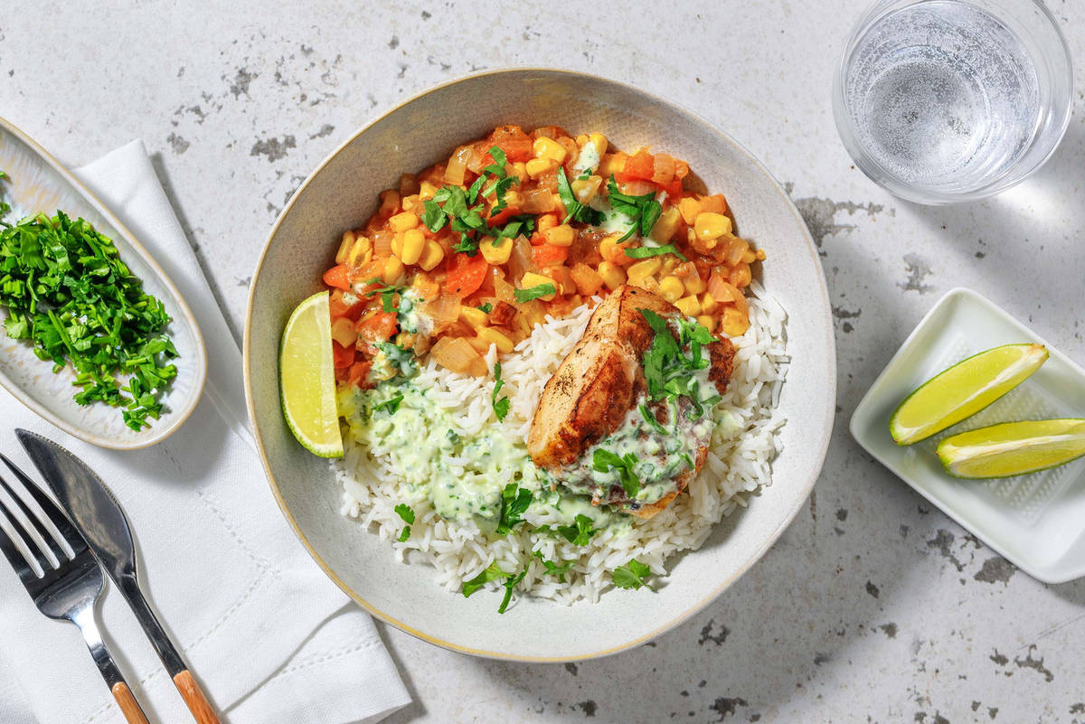 Kabeljauwfilet met pikante groene yoghurtsaus