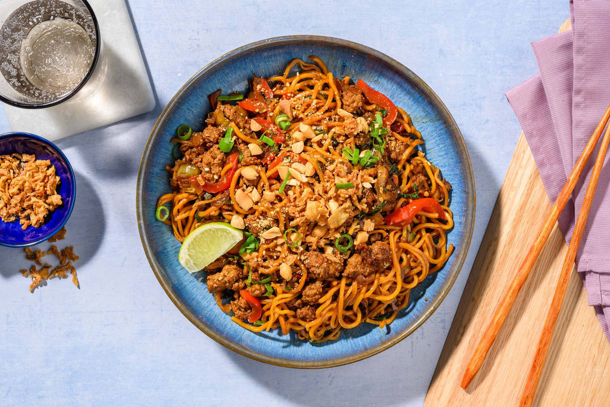 Chicken Noodles with Peanuts & Pak Choi