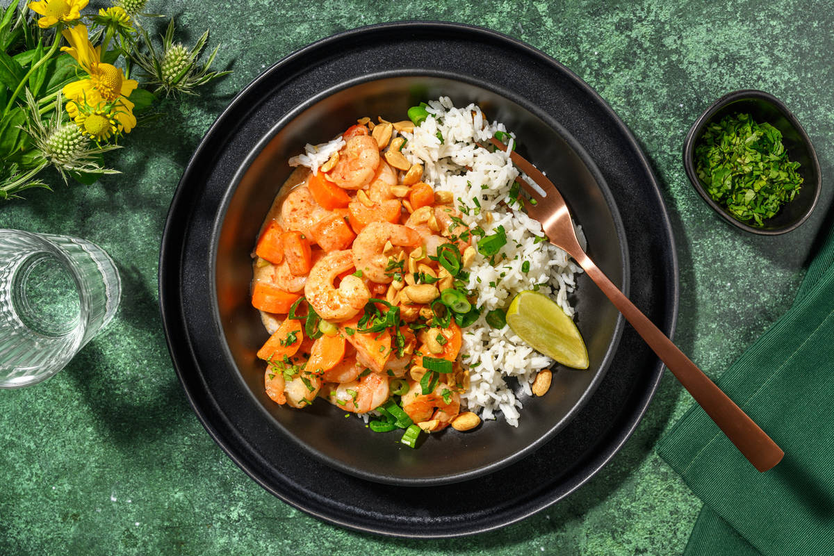 Crevettes sauce satay-coco