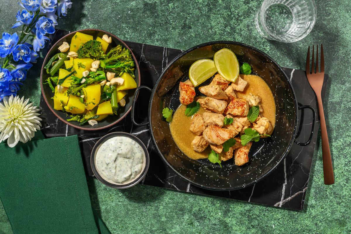 Poulet tikka, pommes de terre & broccolini
