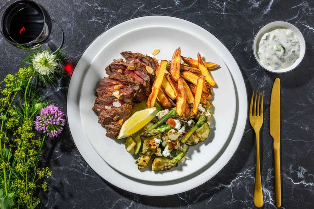Greek Inspired Lamb Steak and Homemade Tzatziki