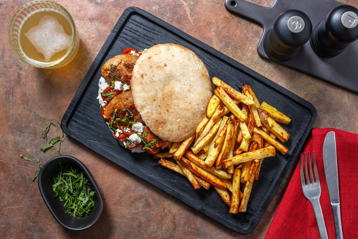 Harissa Pork Koftas on Flatbreads