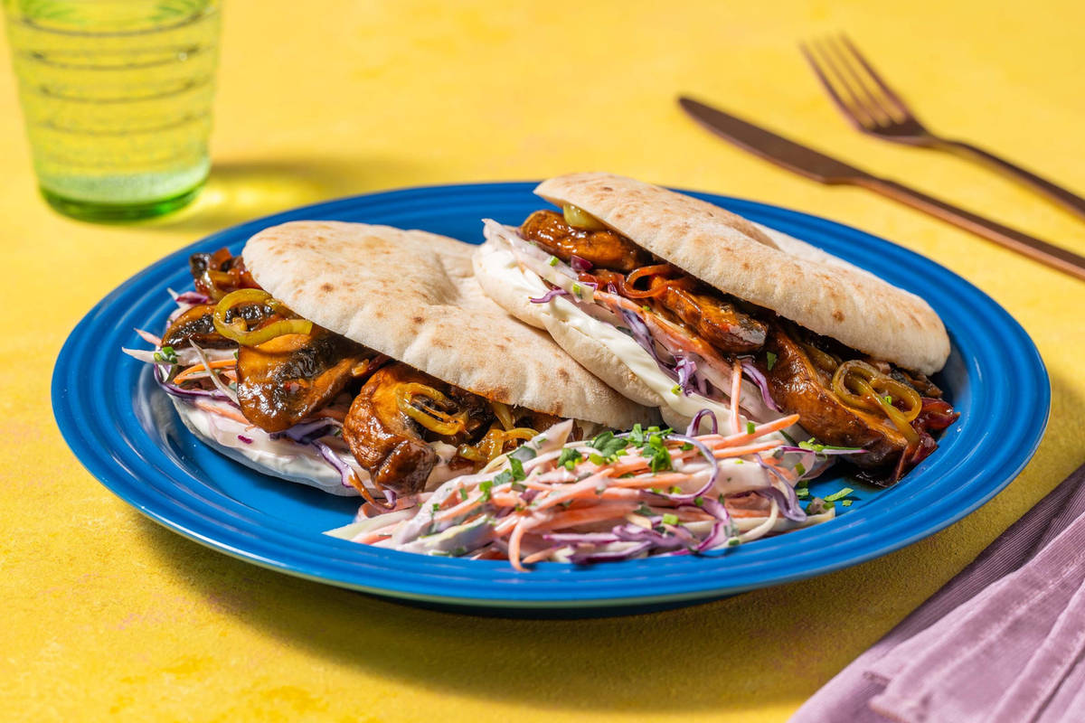 Pita's met BBQ-portobello en aioli