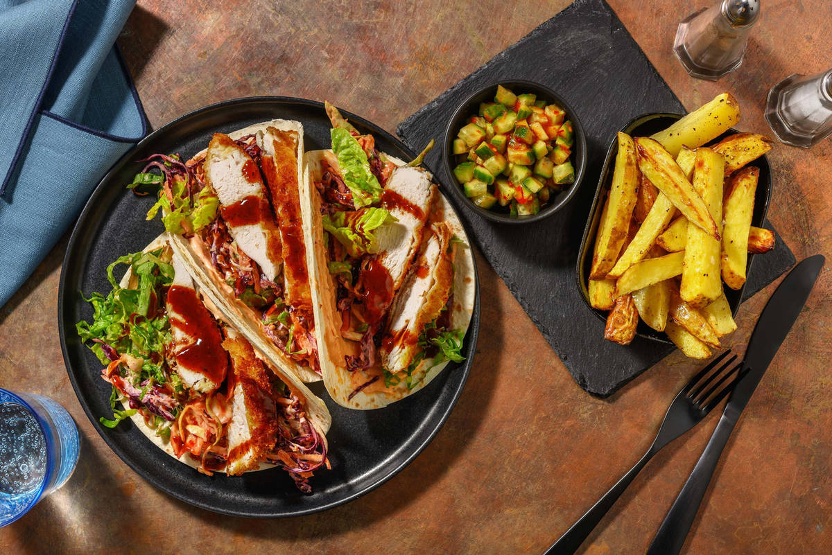 Crispy Hoisin Chicken Tacos and Chips