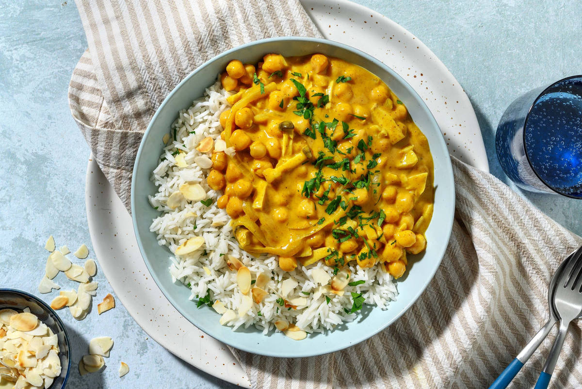  Tikka-Masala-Curry mit Kräuterseitlingen und Kichererbsen 