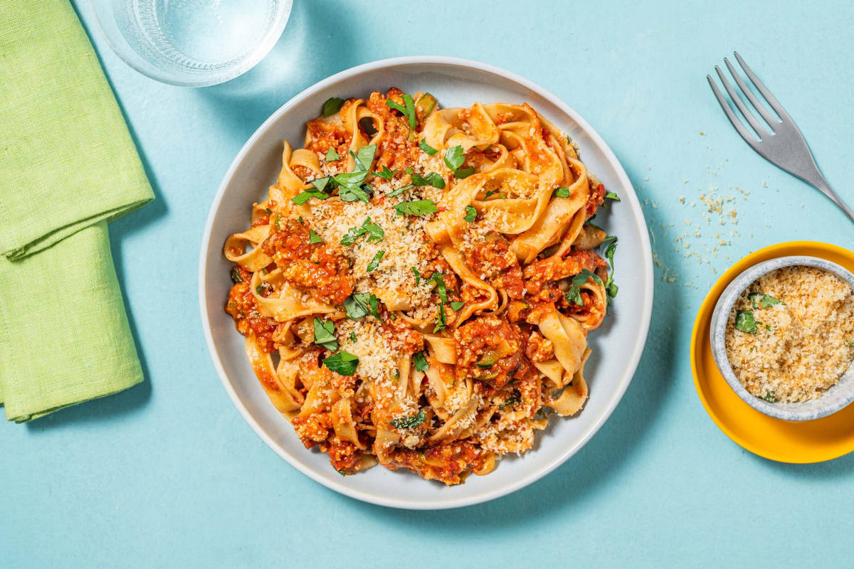 Spicy Harissa Ragout mit Tofu-Hack