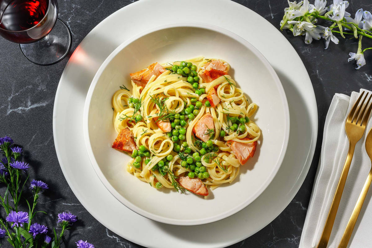 Creamy Salmon, Lemon and Dill Linguine