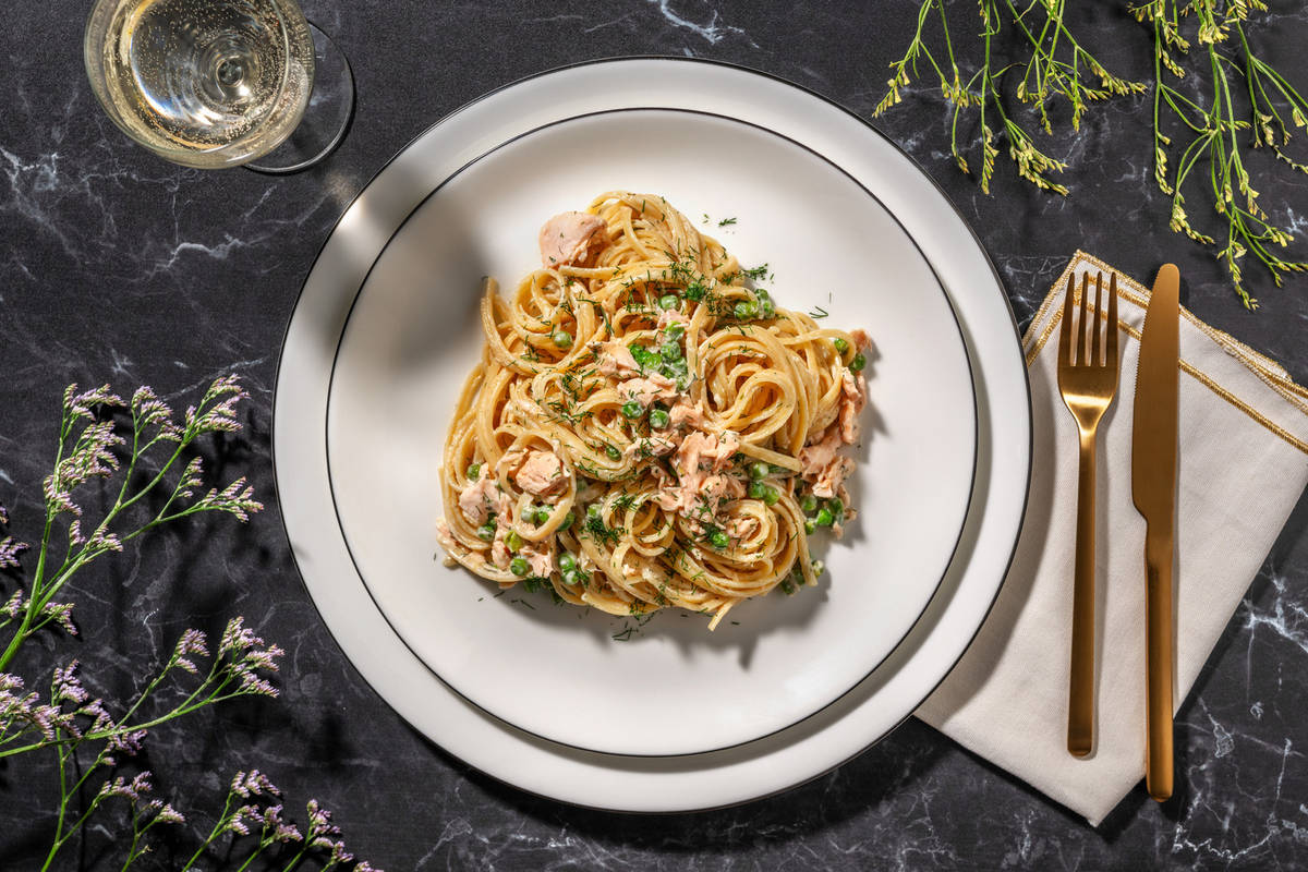 Creamy Salmon, Lemon and Dill Linguine