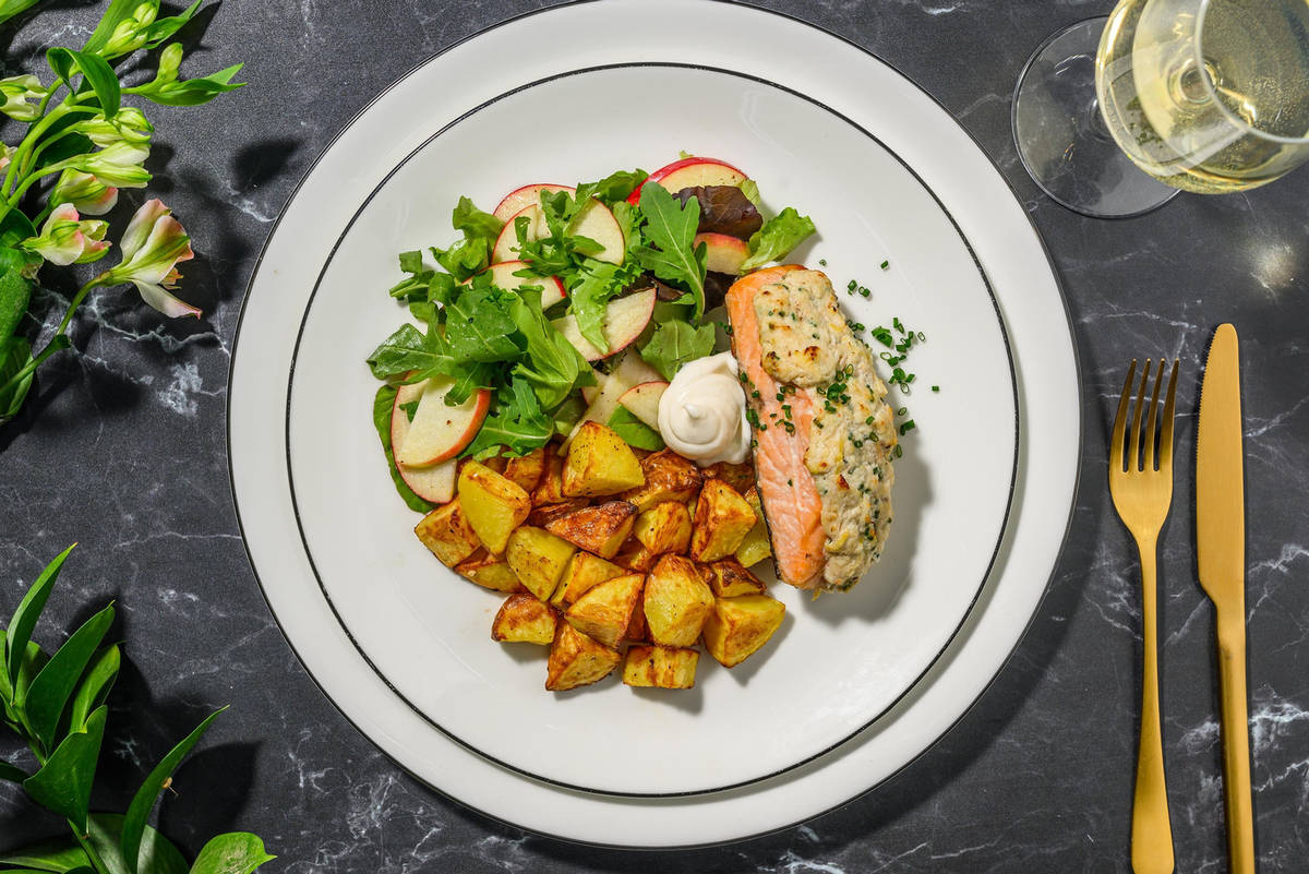 Orkney Crab and Chive Topped Salmon