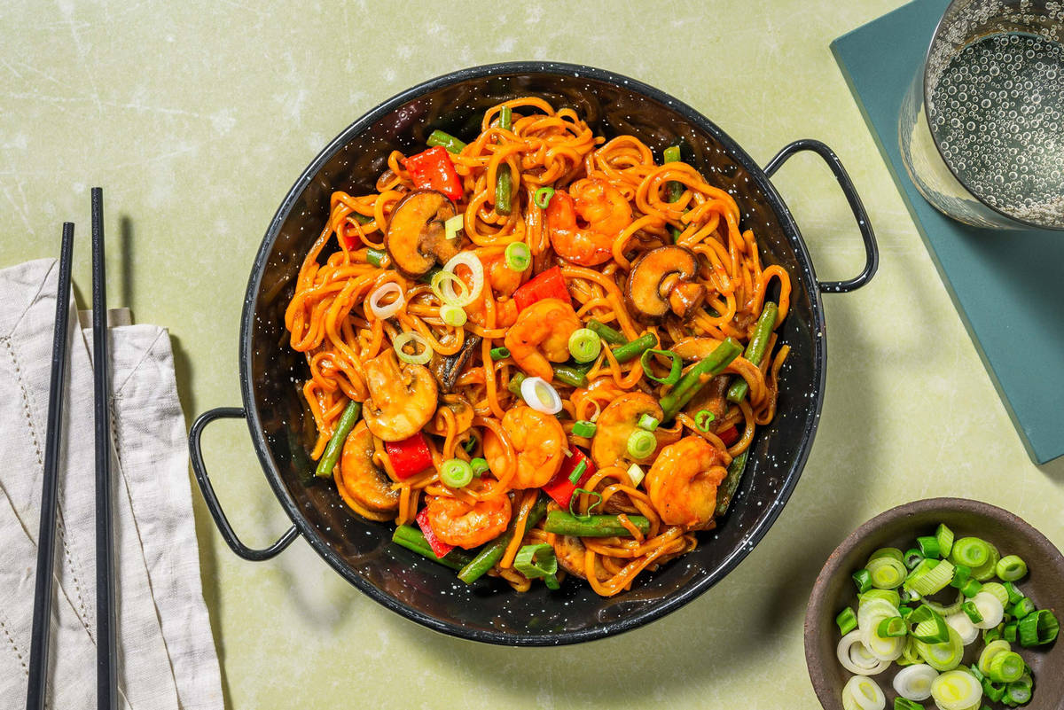 Sweet and Sticky King Prawn Noodles