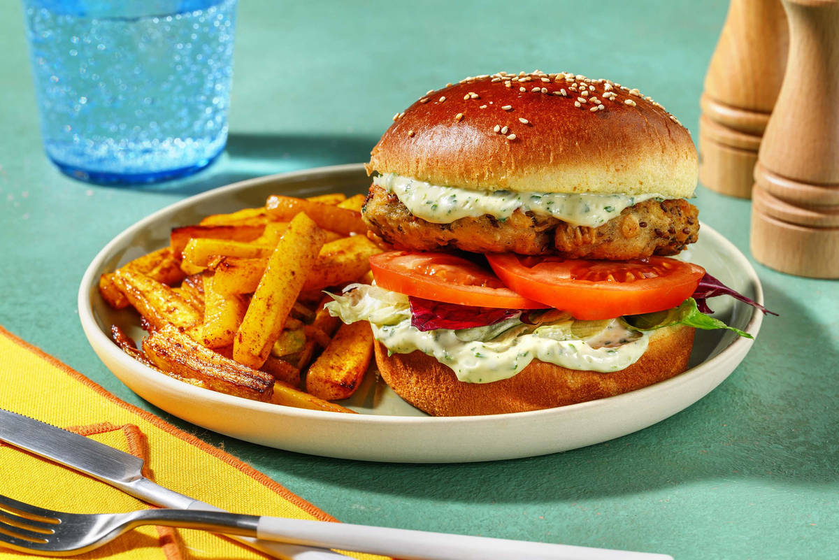 Meergranenvisburger met ravigotesaus