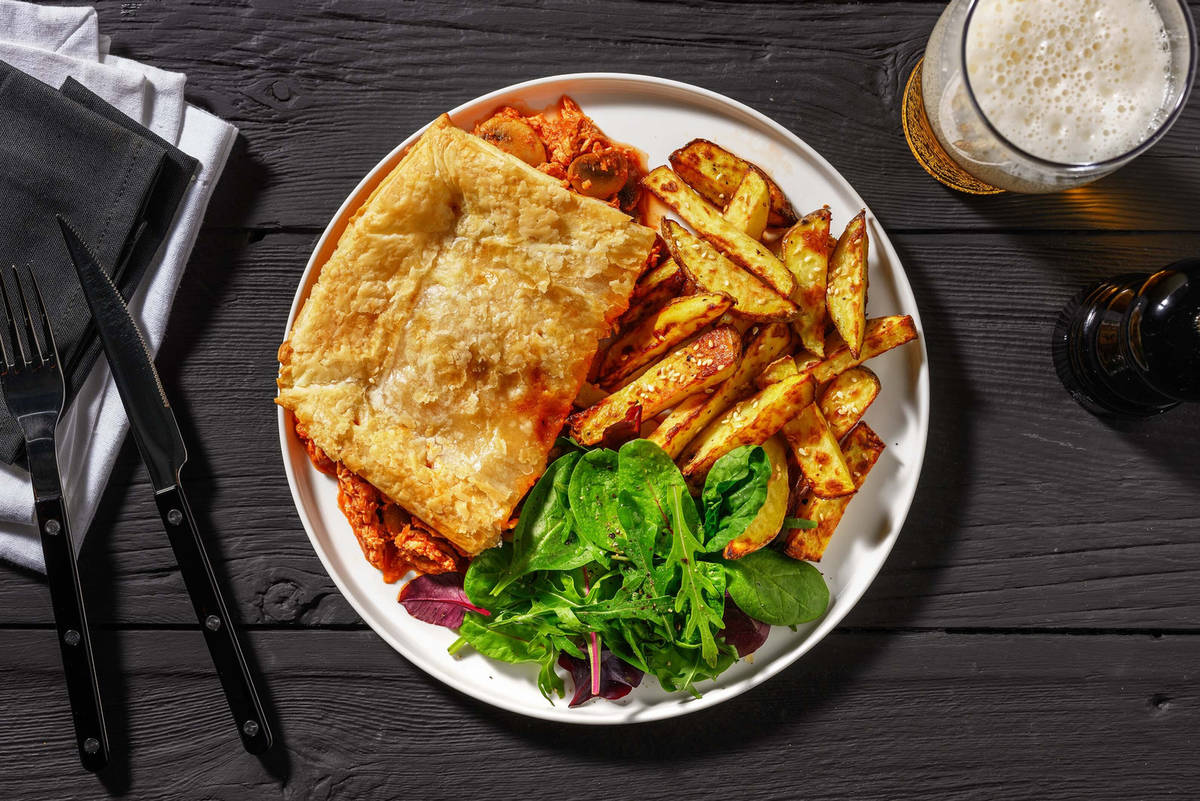 Gochujang Pulled Chicken and Mushroom Pie