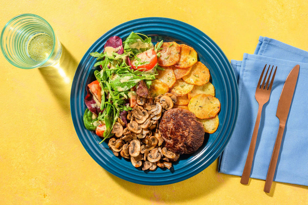 Meatier-burger met champignons