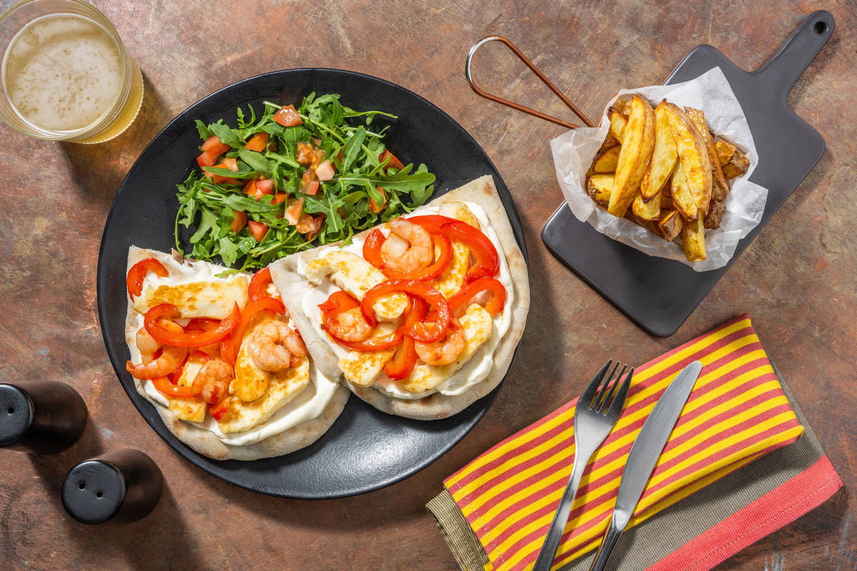 Sweet Chilli King Prawn & Halloumi Loaded Flatbreads