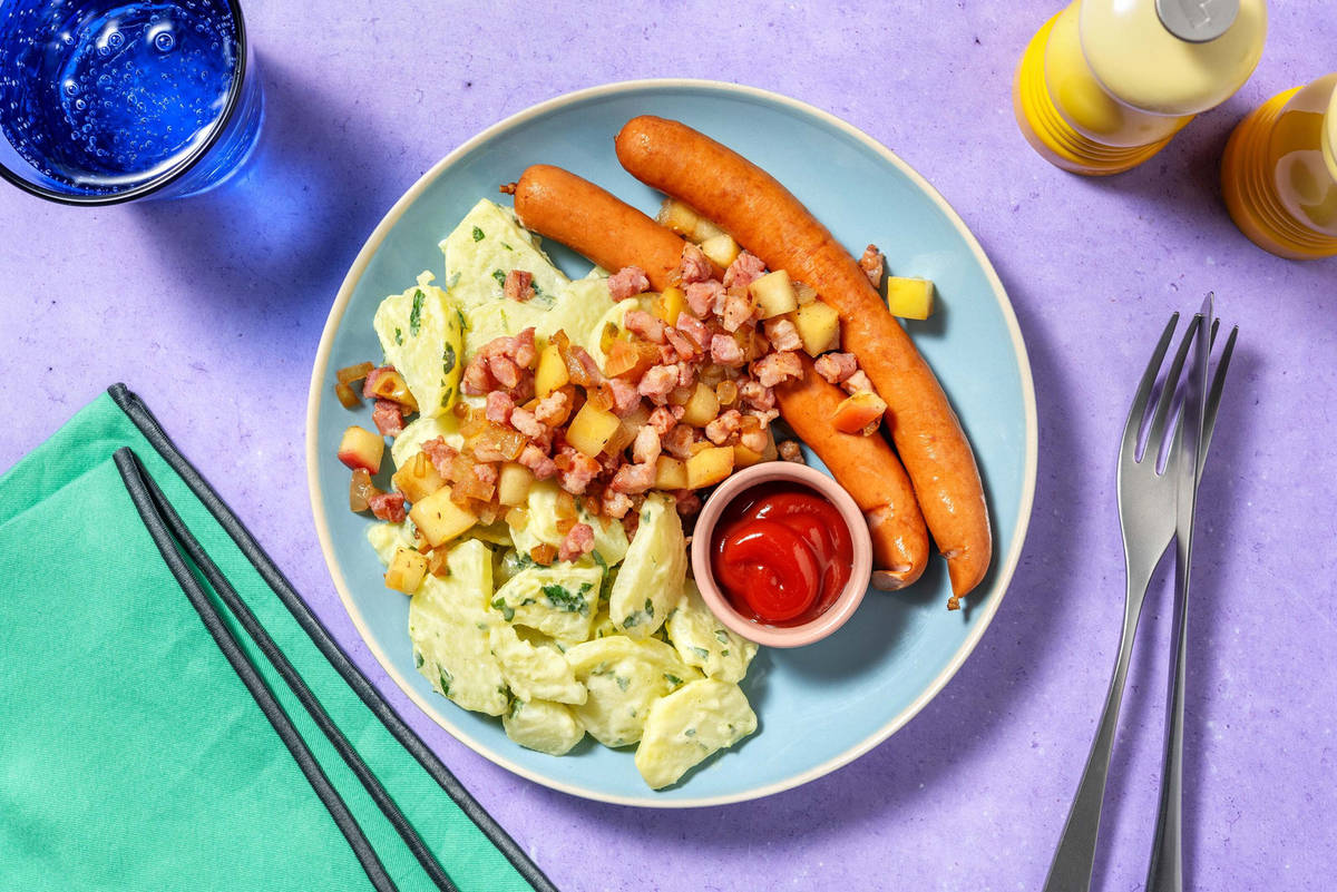 Äädäppelschloot rut un wiess! Wiener Würstli