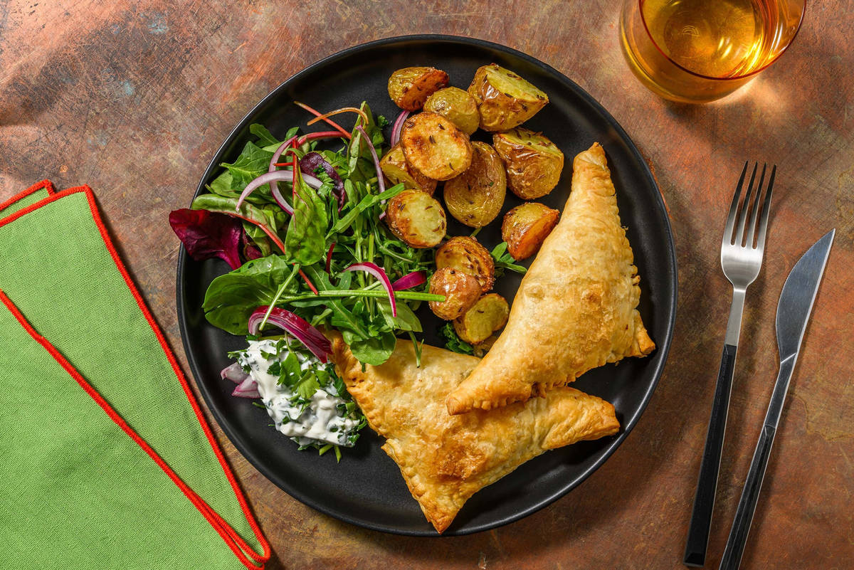 Handmade Korma Spiced Lamb and Pea Parcels