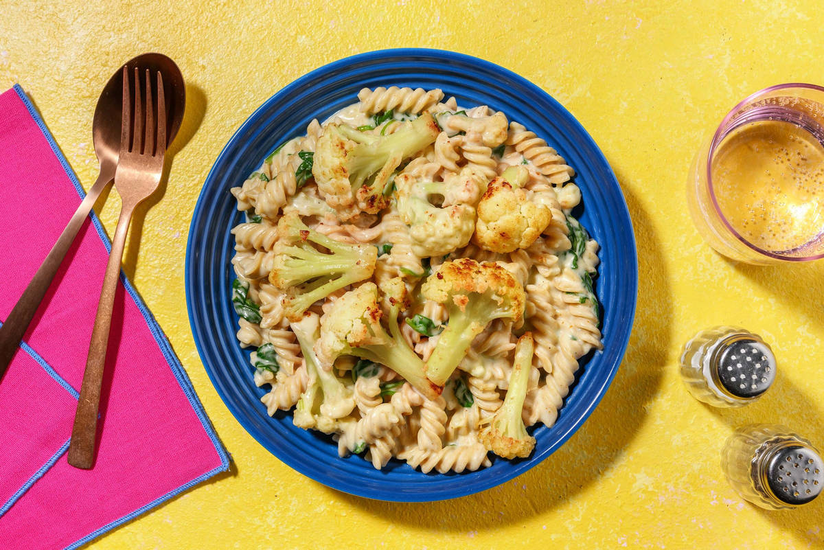 Romige volkoren fusilli met bloemkool