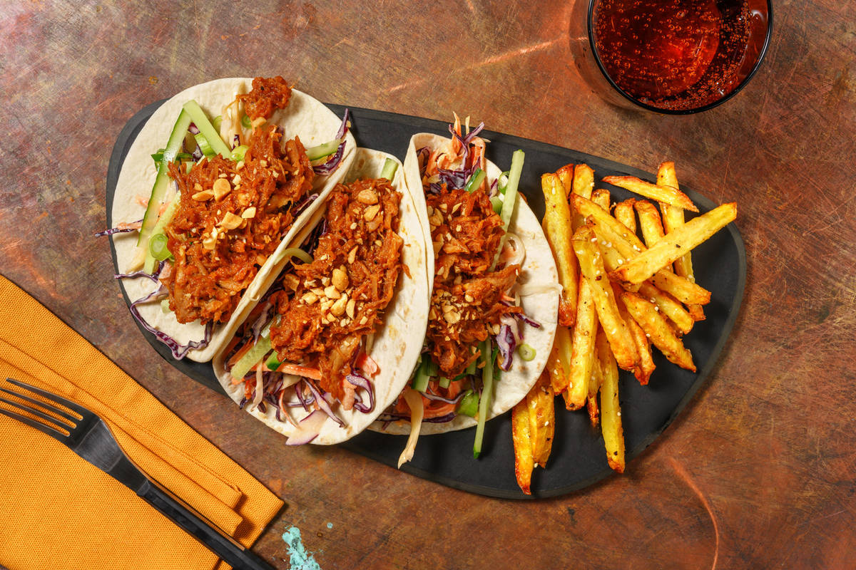 Hoisin Pulled Pork Tacos and Fries