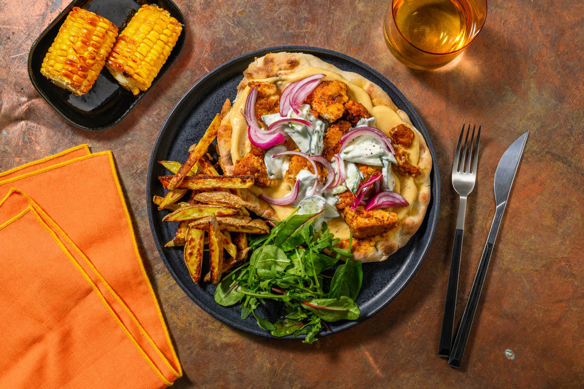 Smoky Shish Inspired Tofu Loaded Flatbreads