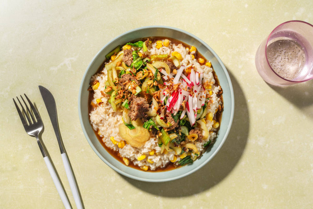 Chinese BBQ Pork, Prawn & Ginger Congee