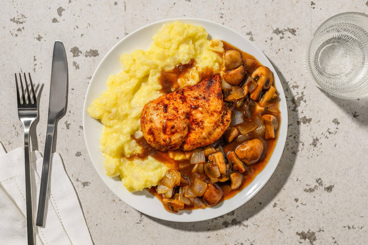 Peperoni-Pouletbrust mit Cholräbli-Kartoffelpüree