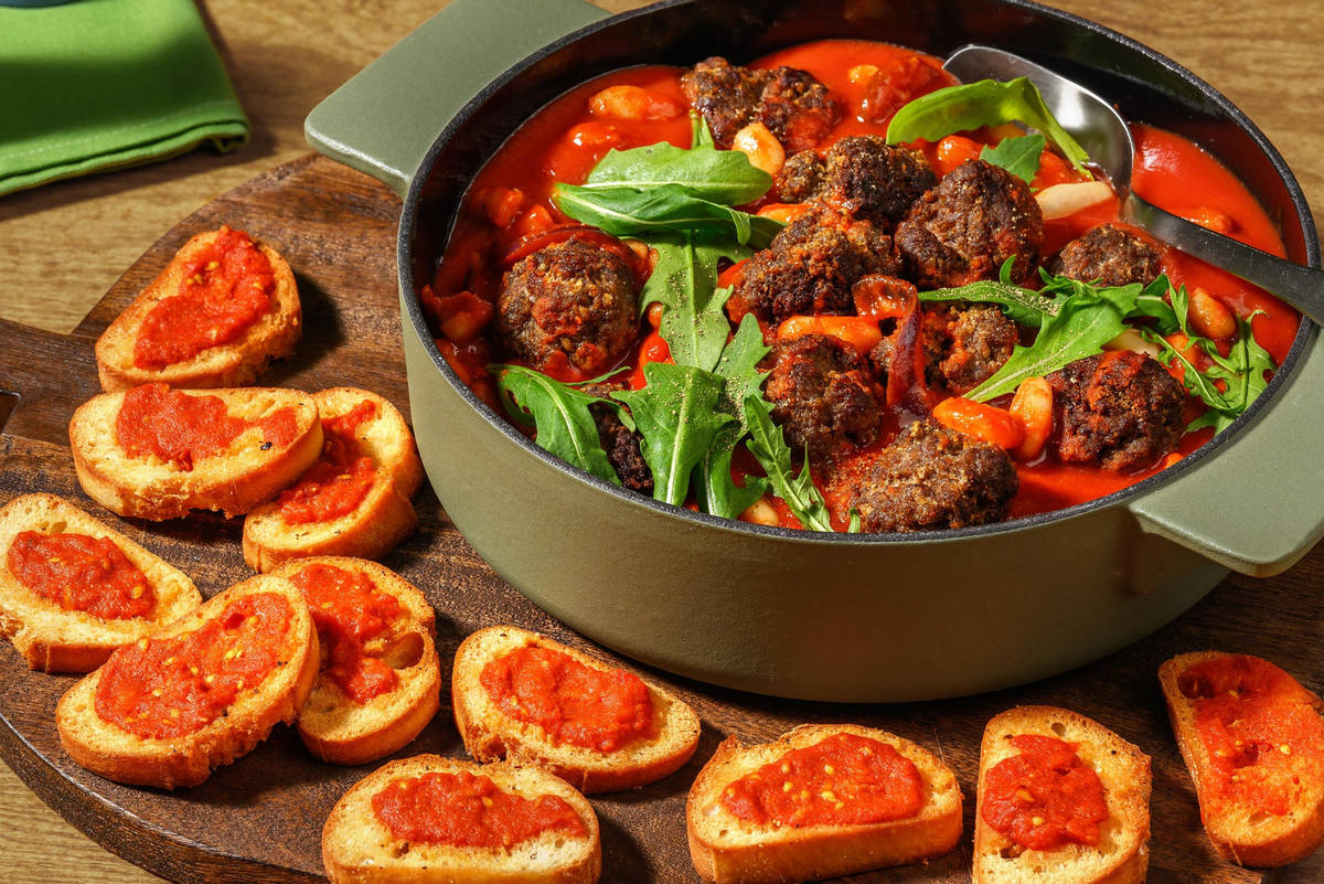 Beef Albóndigas and Cannellini Bean Stew