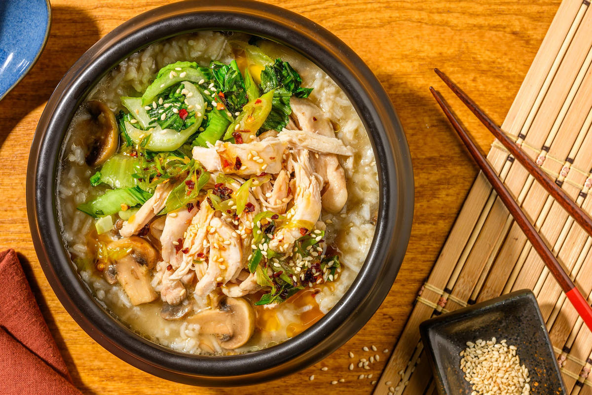 Chicken Breast and Mushroom Cháo Gà Style Congee