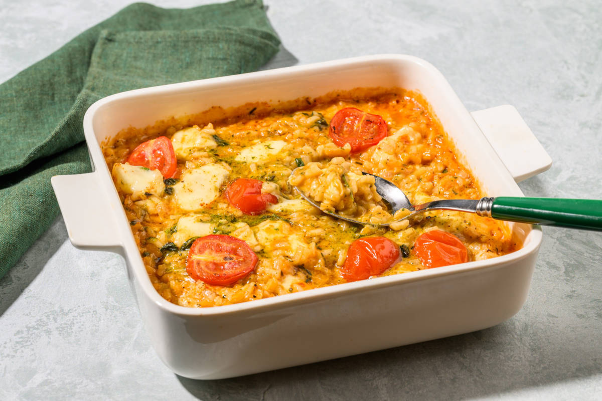 Oven-Baked Margherita Inspired Risotto