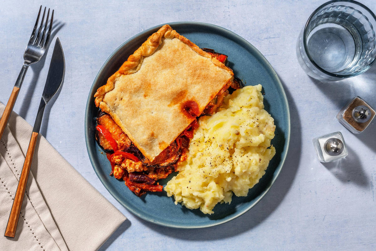Chermoula Roasted Veg Puff Pastry Pie