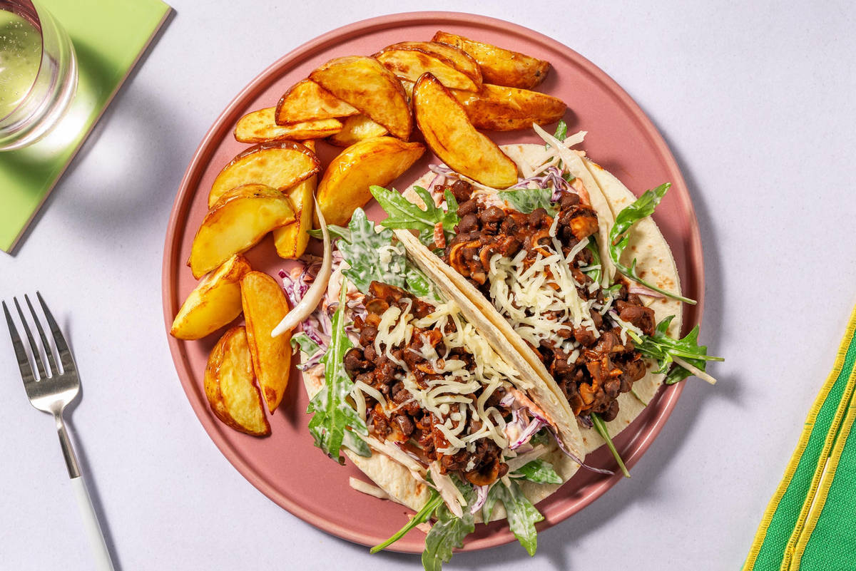 Smoky Chorizo and Refried Black Bean Tacos