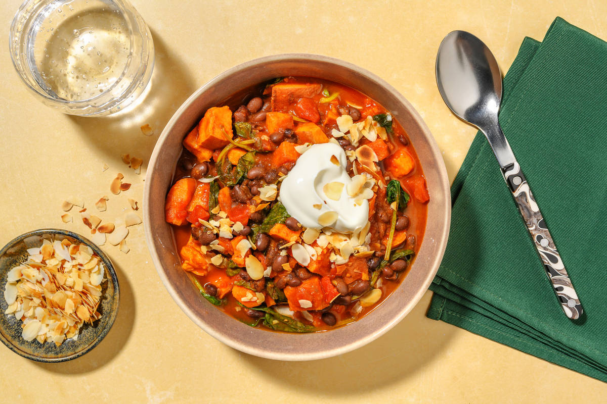 Warming Harissa, Chicken, Black Bean and Sweet Potato Bowl