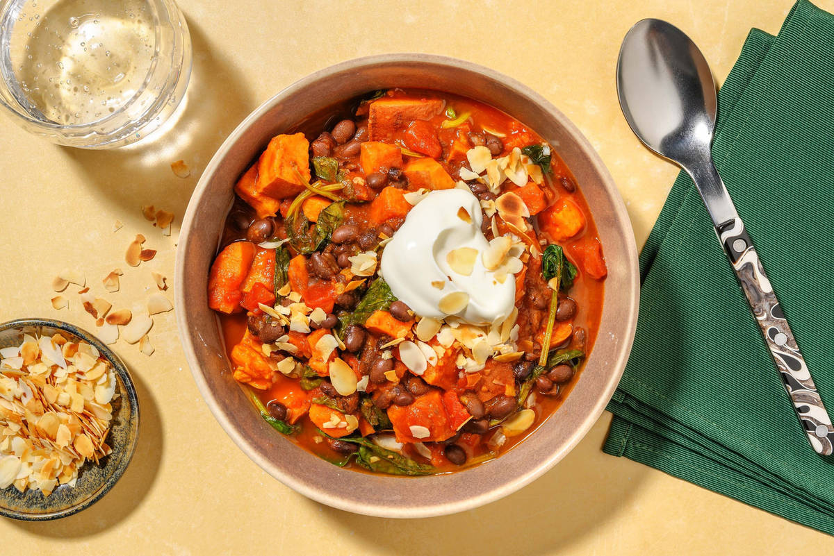 Black Bean and Sweet Potato Harissa Stew