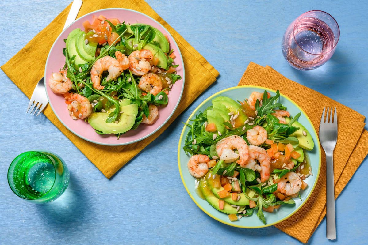 Salade de crevettes, avocat et chutney de mangue