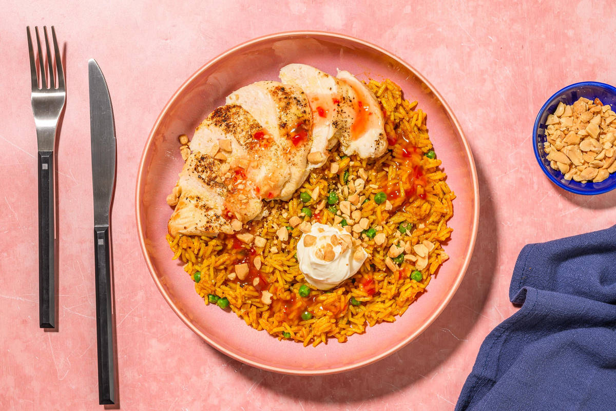 Spiced Chicken on Baked Thai Style Rice