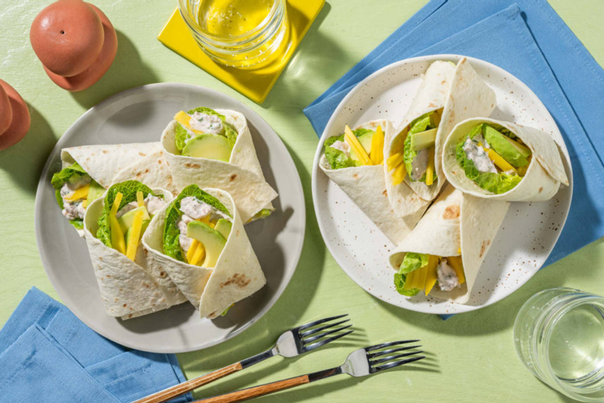 Wraps met tonijn, mango en avocado
