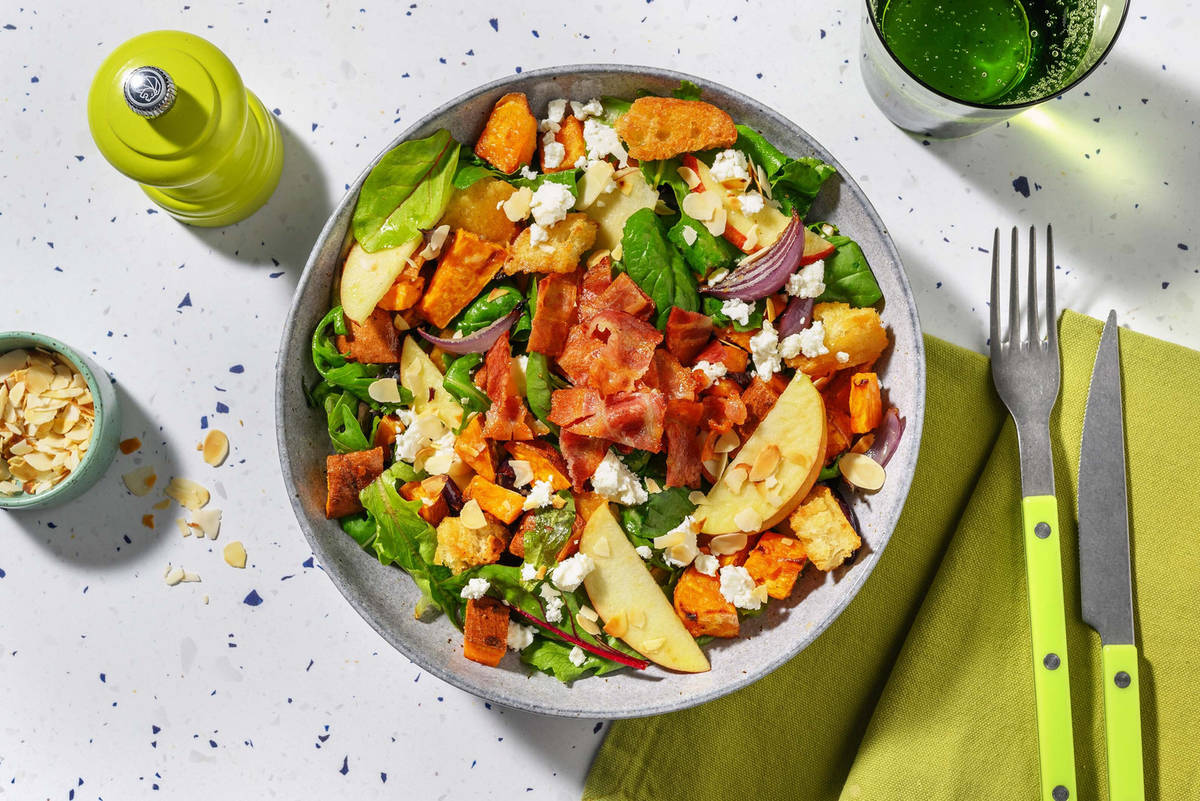 Honey Dijon Bacon, Sweet Potato and Apple Salad