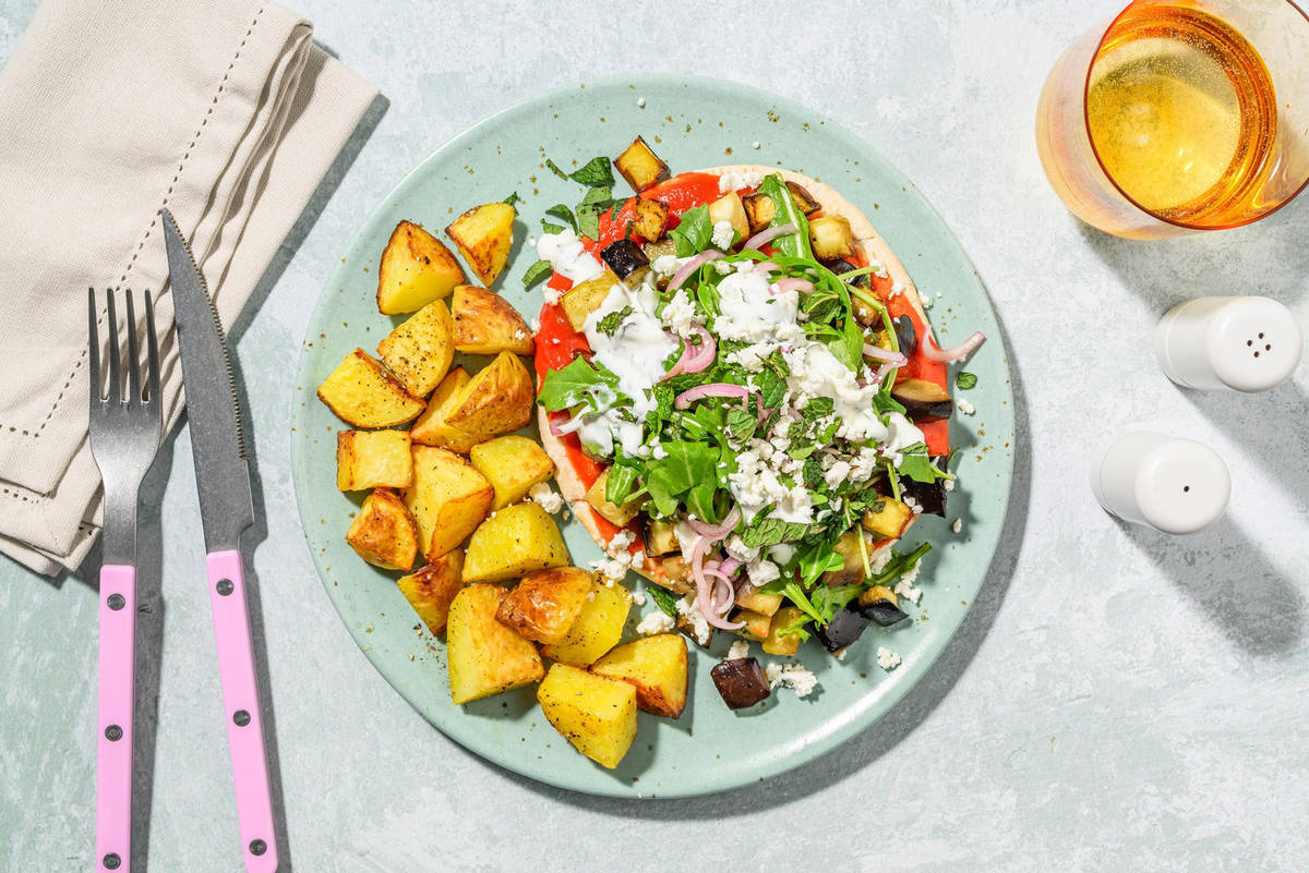 Pide Inspired Aubergine Flatbreads