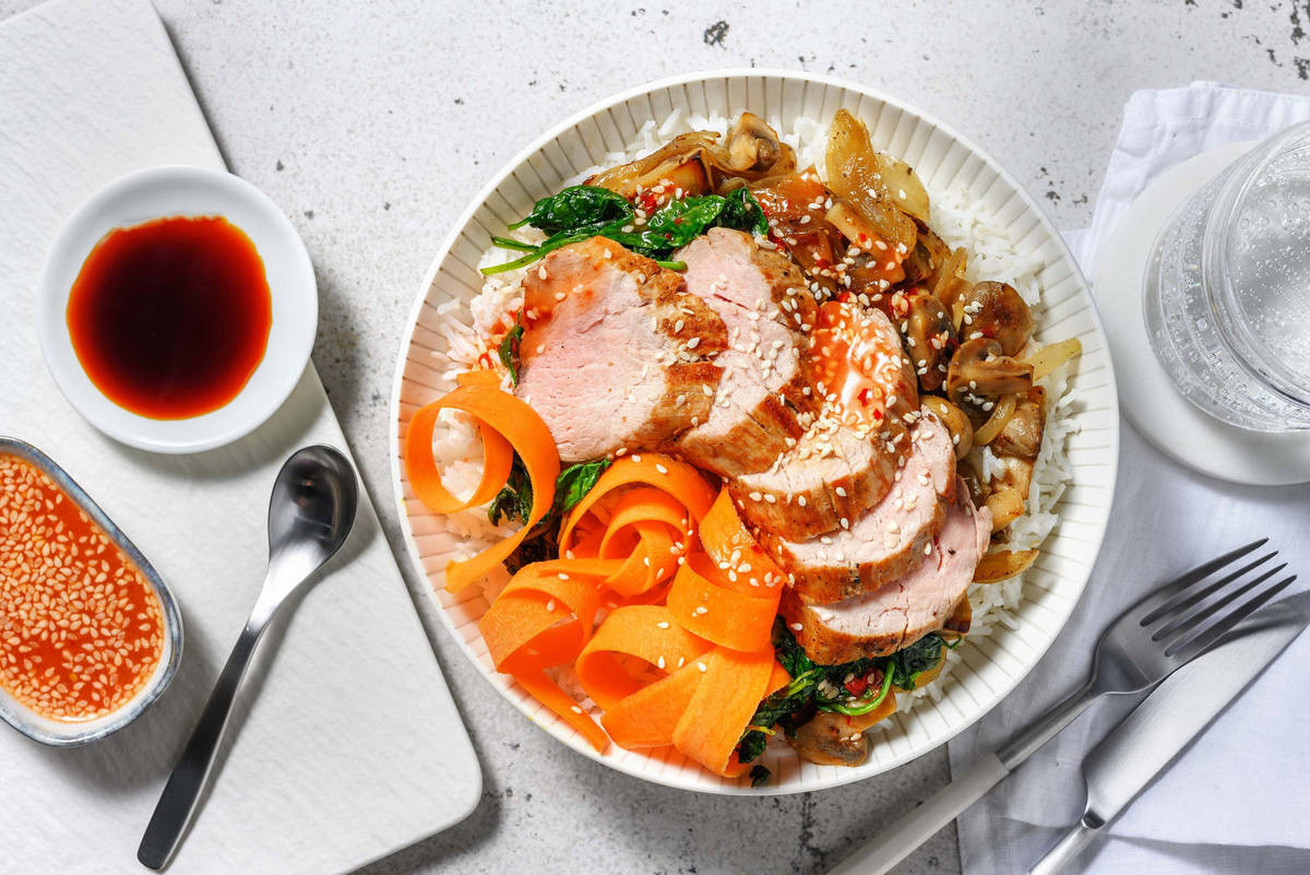 Rijstbowl met varkenshaas