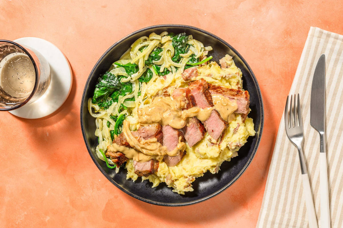 Steak met aardappelpuree