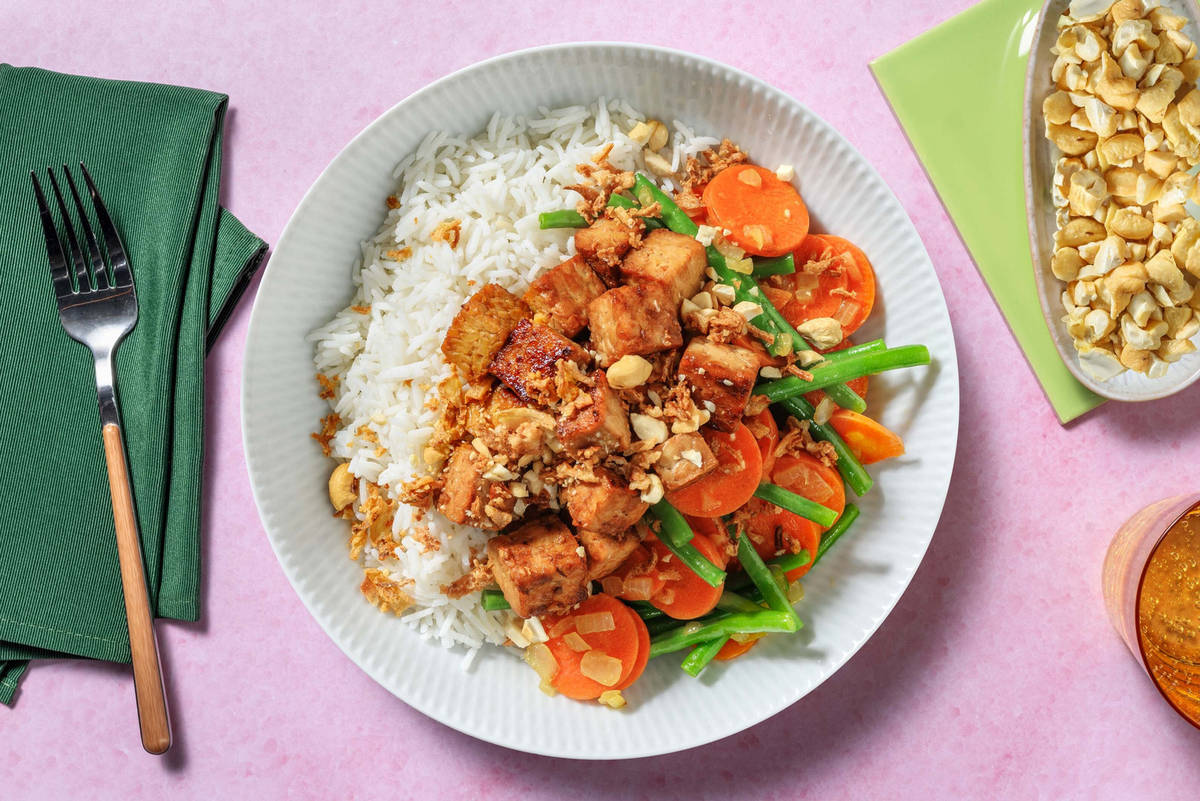 Tempeh in zoete sojasaus met rijst